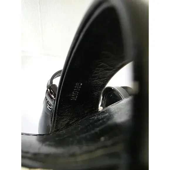 Louis Vuitton Black Patent Leather Silver-tone Sandals 36 sz - Picture 12 of 16